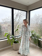 Maria Long dress green leaf print