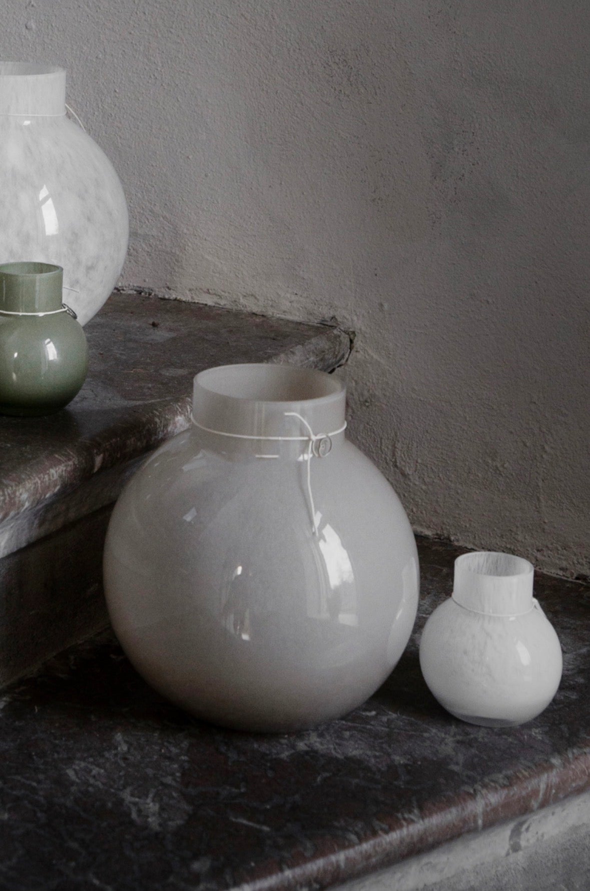 Glassvase rund beige d24 h25