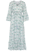 Maria Long dress green leaf print