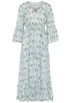Maria Long dress green leaf print