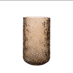 Lyslykt/vase brun mønstret d9 h15 cm