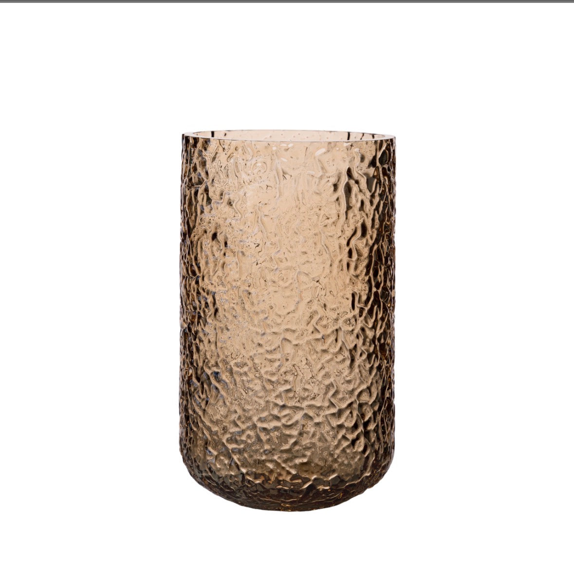 Lyslykt/vase brun mønstret d9 h15 cm