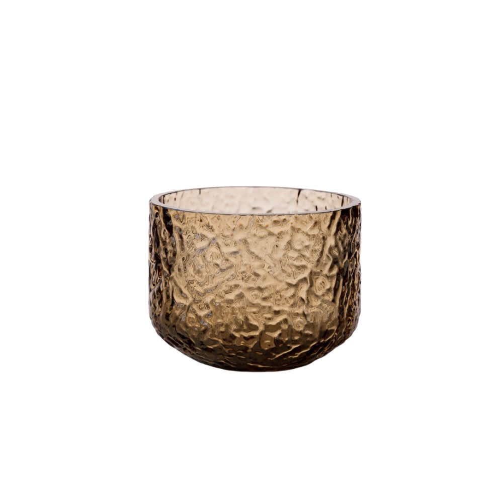 Lyslykt/vase mønstret brun d8 h6 cm