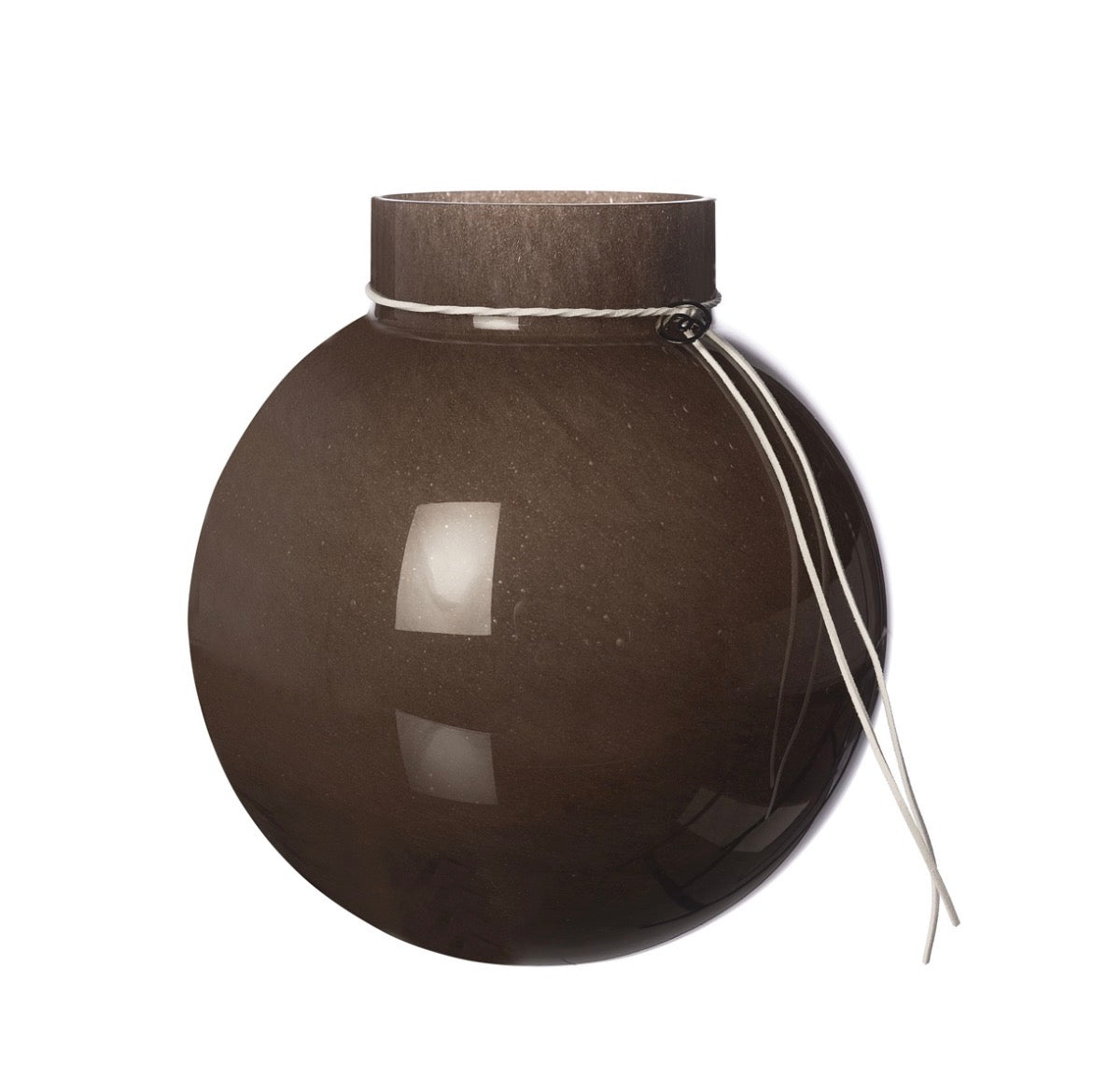 Glassvase brun rund d21 h22