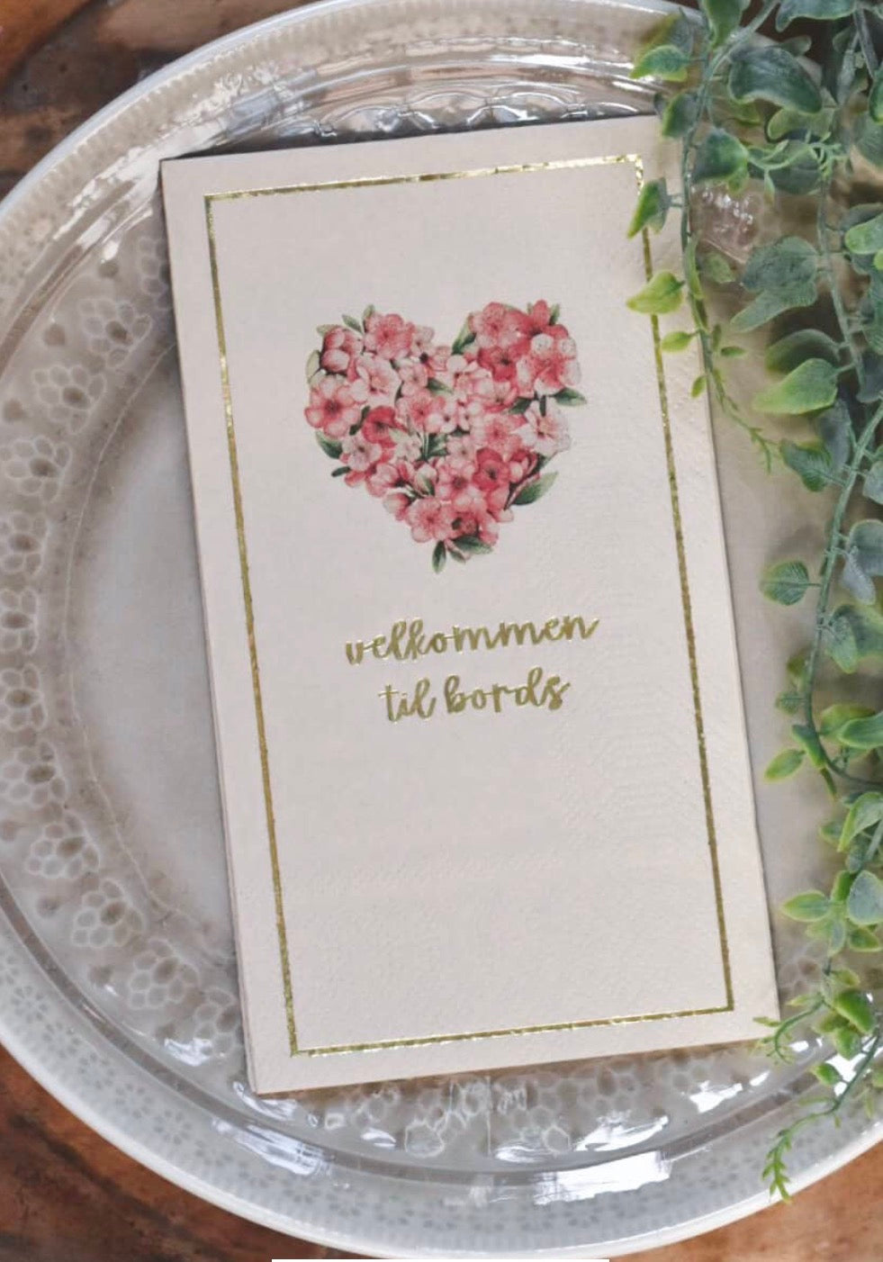 Serviett Blomsterhjerte