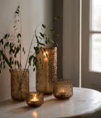 Lyslykt/vase mønstret brun d8 h6 cm