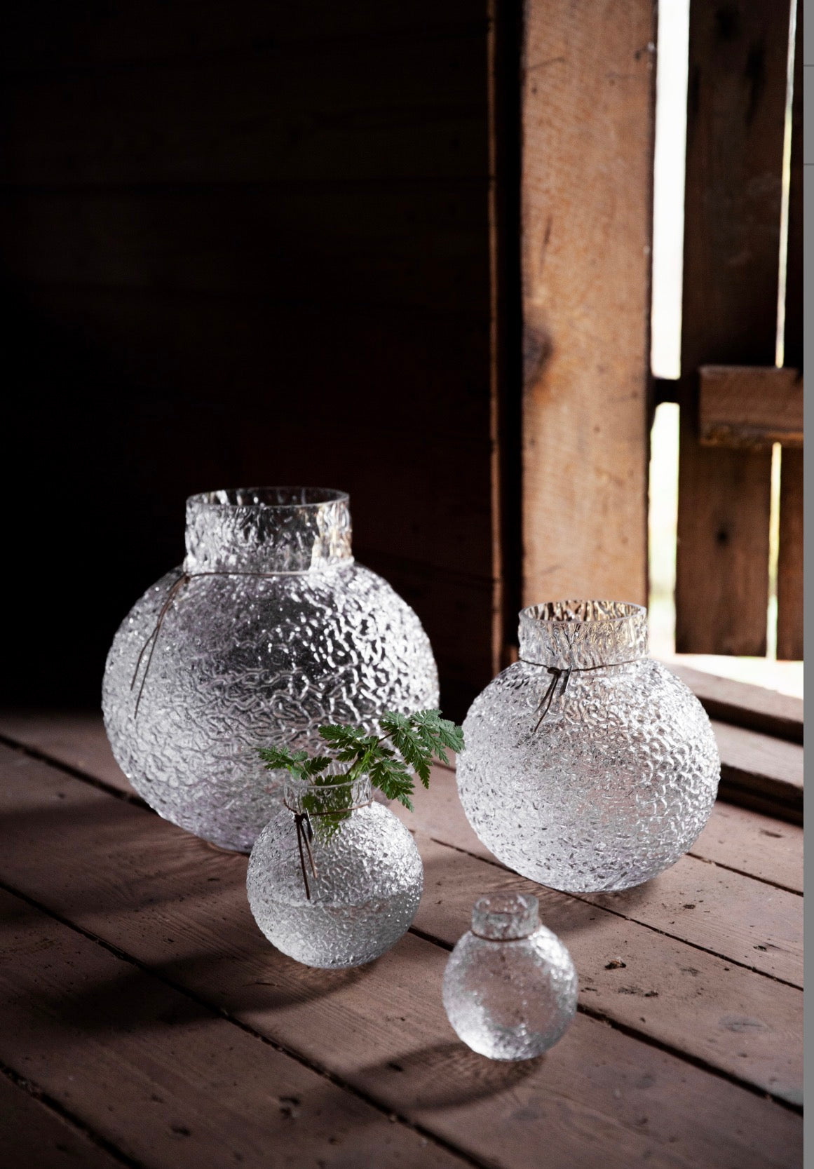 Glassvase rund struktur d21 h22 cm