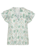 Ingrid short sleeve top green leaf print